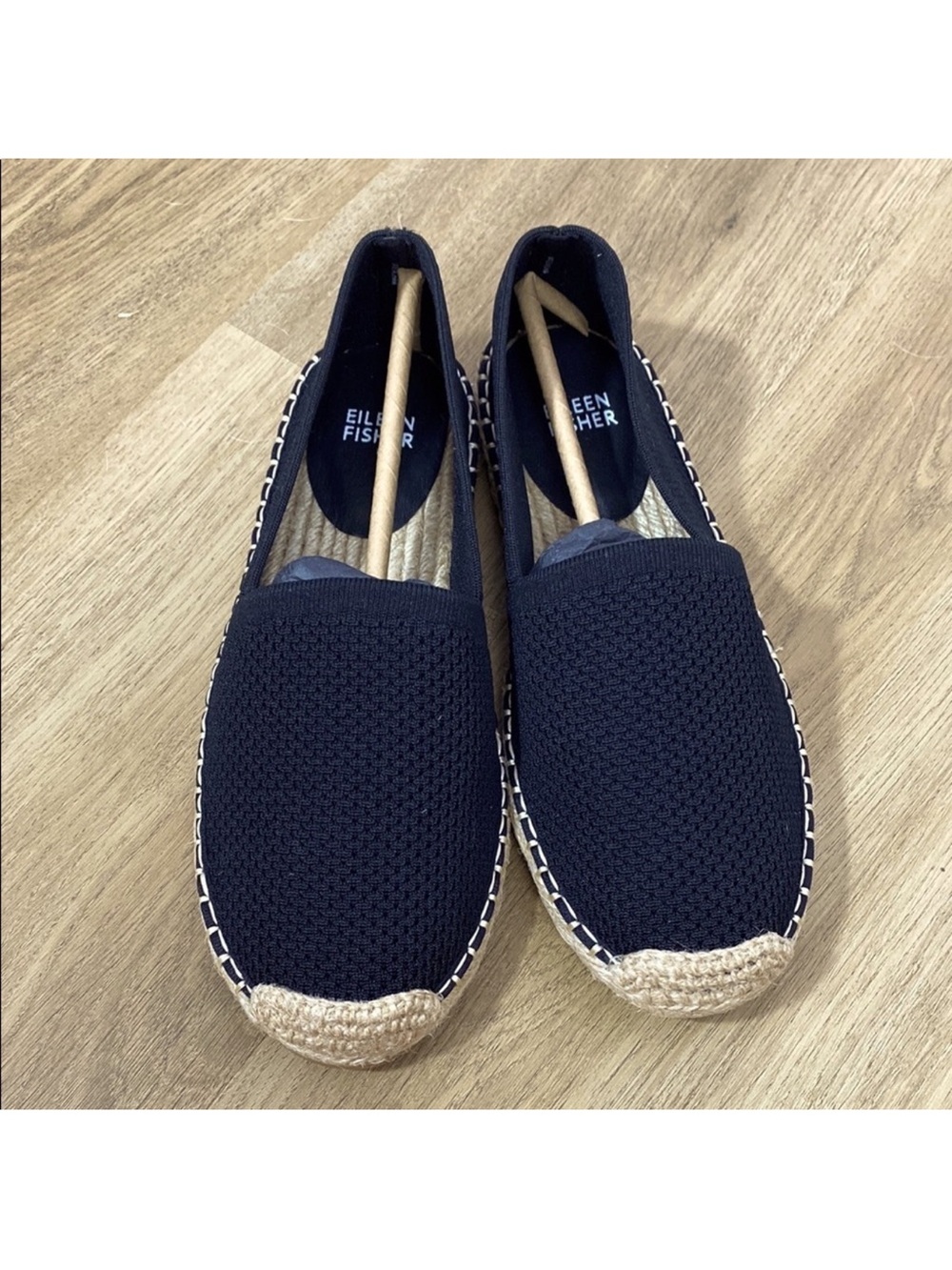 Eileen Fisher Black Espadrille-Style Slip-On Loafers